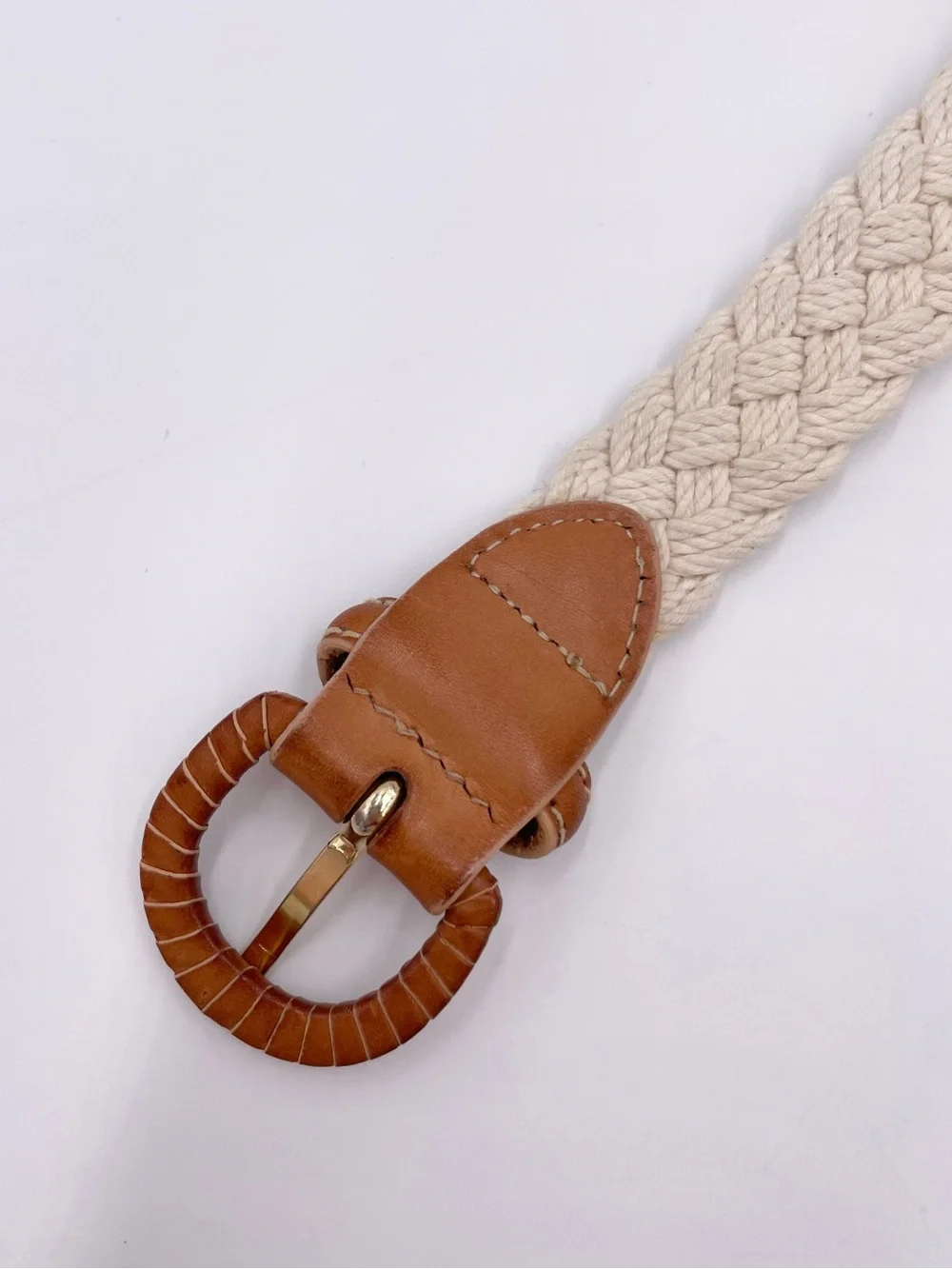 Vintage 90s Liz Claiborne White Woven Braided Belt 32.5